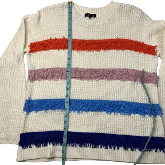 1.State Women's Loop Stitch Multi Color Stripe Sweater - Picture 7 of 8